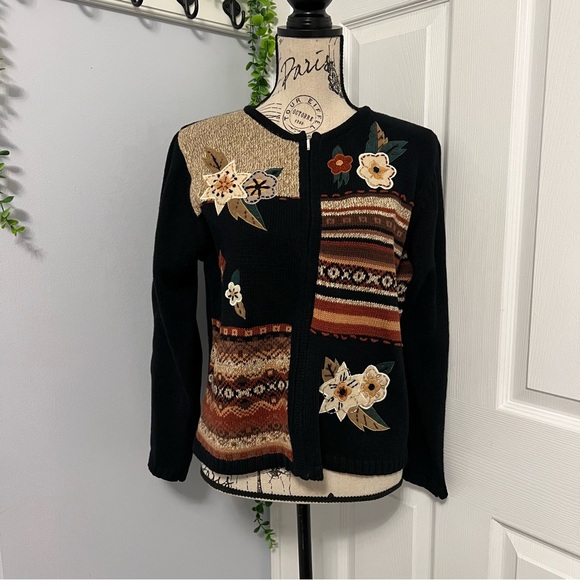 Erika Black and Brown Floral Cardigan - Picture 1 of 9